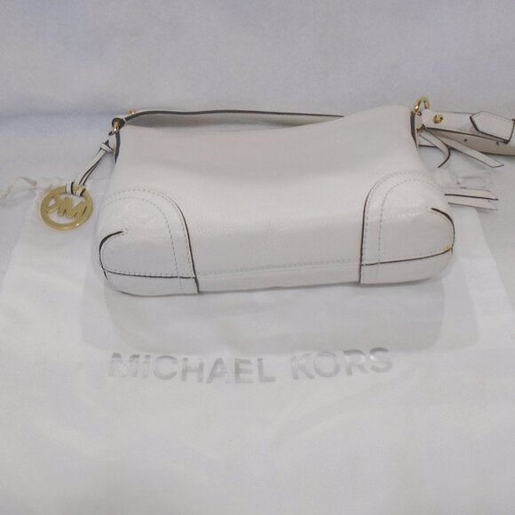 nwot Michael Kors Fallon white Pebbled Leather medium Shoulder Bag - Picture 8 of 9